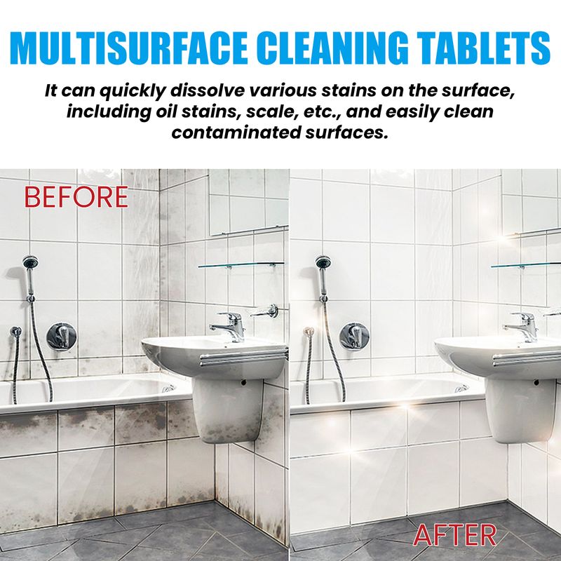 Jakehoe Multisurface Cleaning Tablets, Toilet Deodorant Wash Sink Toilet Stain Cleaning Effervescent Tablet_voghion.com