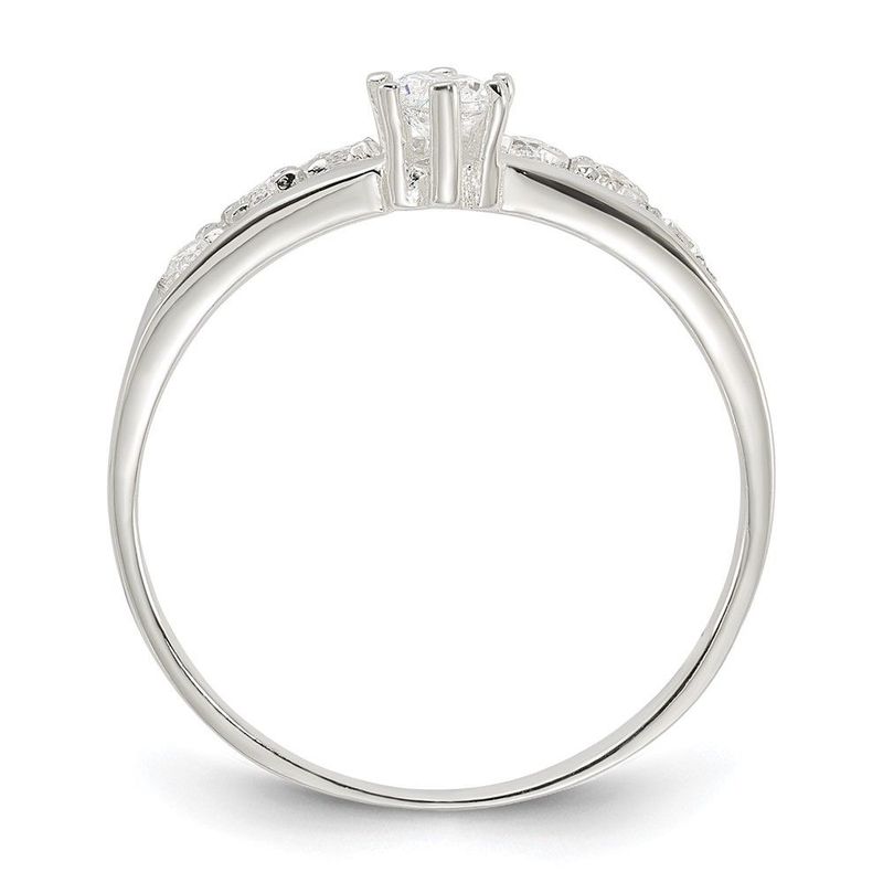 Sterling Silver Row And Solitaire CZ Ring_voghion.com