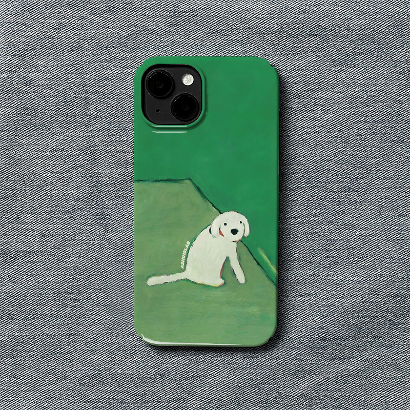 Niedliche grüne Hundefolie passend für Apple 14pro Telefon 13promax/12/11 All-Inclusive-Hartschale x_voghion.com