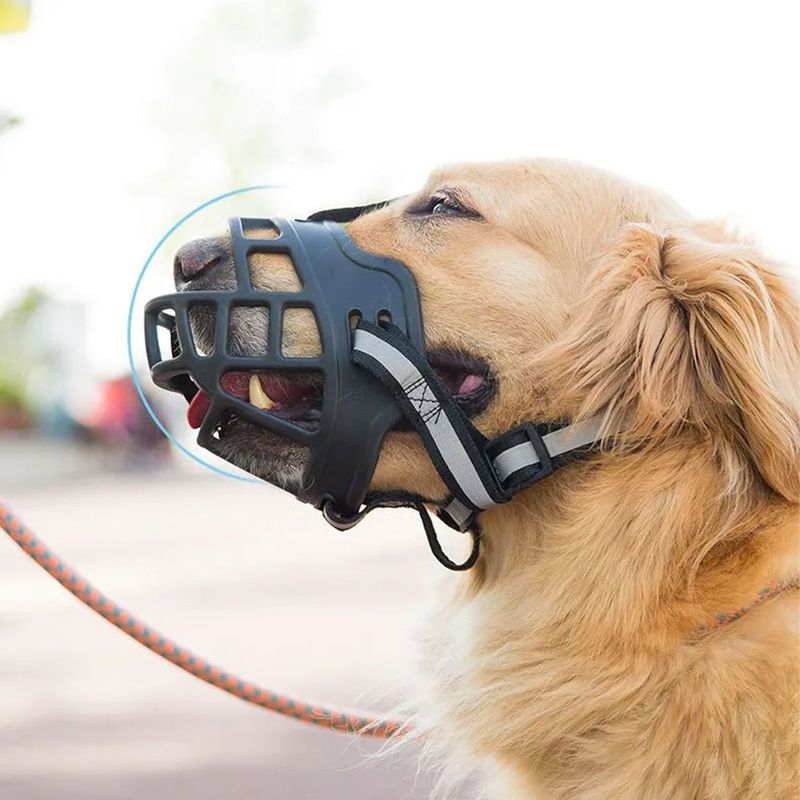 Focinho respirável para cães, máscara de silicone anti-latidos, confortável e durável_voghion.com