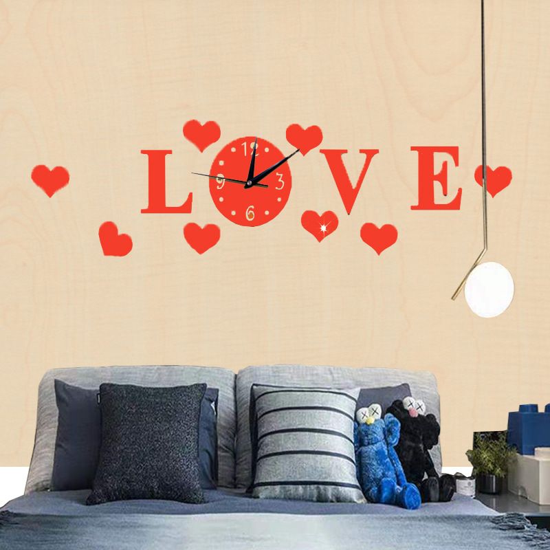 Three dimensional acrylic mirror self-adhesive living room background clock, creative wall decoration sticker_voghion.com