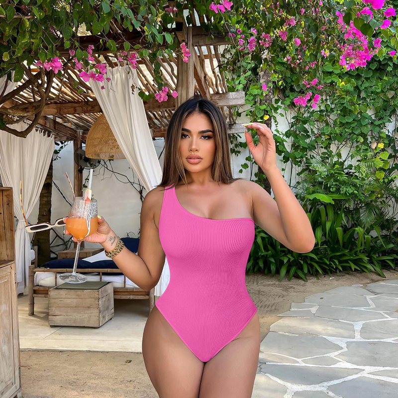 Women's sexy one-shoulder fitness clothing for women height shaping elastic sports yoga jumpsuit_voghion.com
