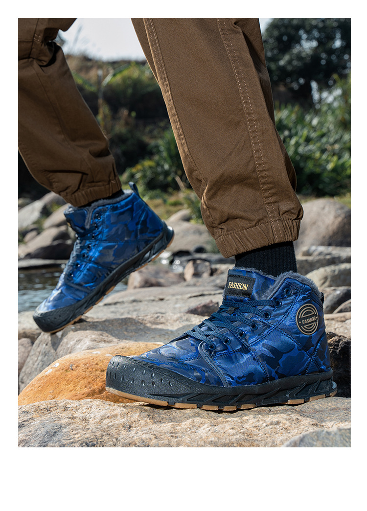 Scarpe invernali calde in velluto spesso e cotone, stivali bassi a metà polpaccio, scarpe da uomo, stivali da neve di grandi dimensioni, campeggio all'aperto_voghion.com