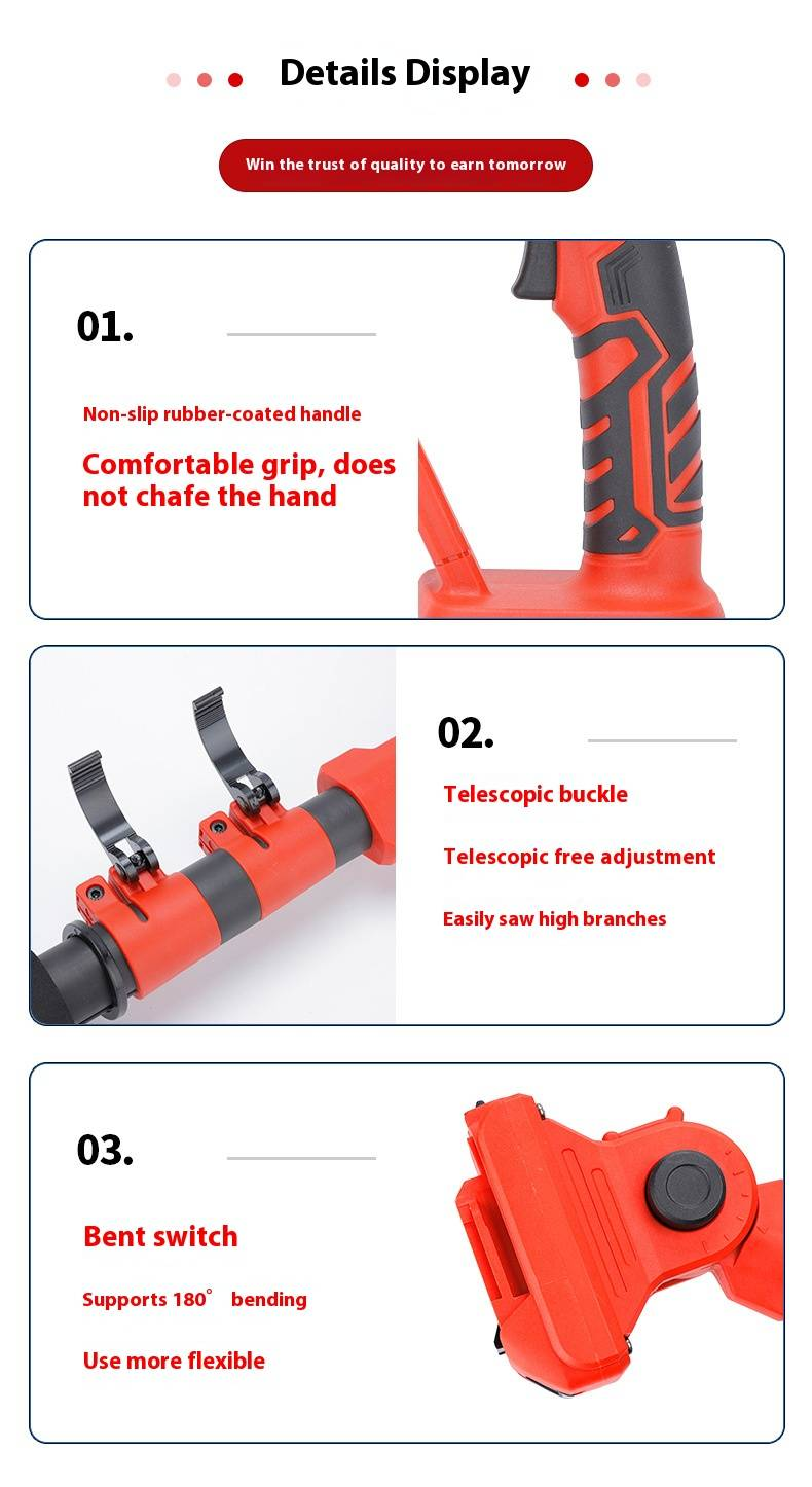 Cordless Telescopic Pole Pruner With Lithium Battery Long Reach Tree Trimmer For Garden, Hedge, Extendable Electric Chainsaw Pole Saw_voghion.com