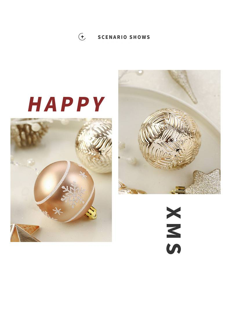 Christmas 70s Tree Ornaments Set - Colorful Painted Star Topper & Hanging Balls Decorations For Holiday Party Gift Home Decor_voghion.com