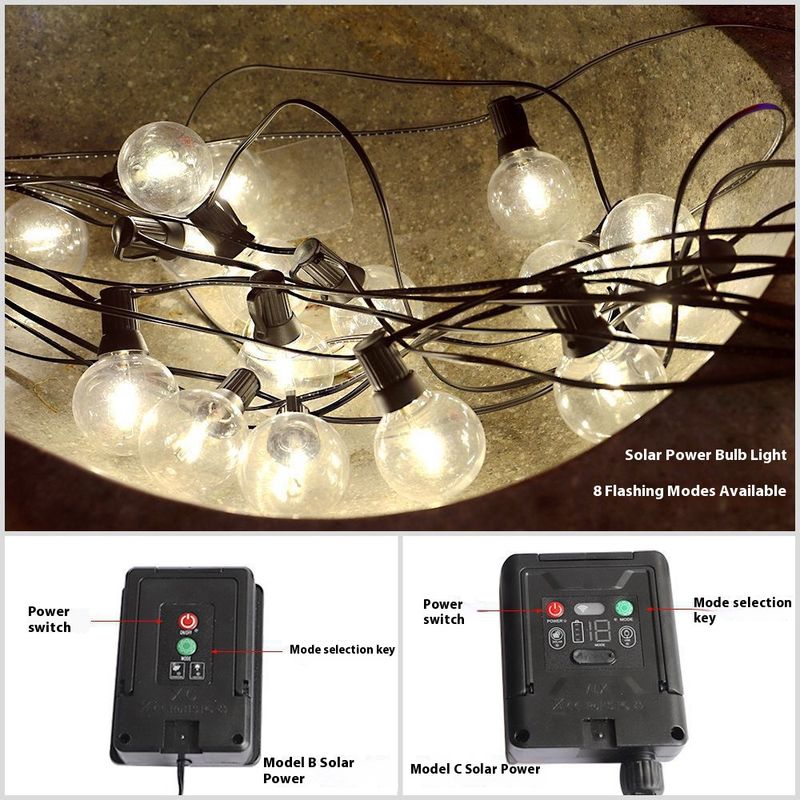 Luci a LED solari a forma di bolla - Luci da esterno impermeabili con 8 modalità di illuminazione, design vintage con lampadina Edison per giardino, patio, campeggio_voghion.com