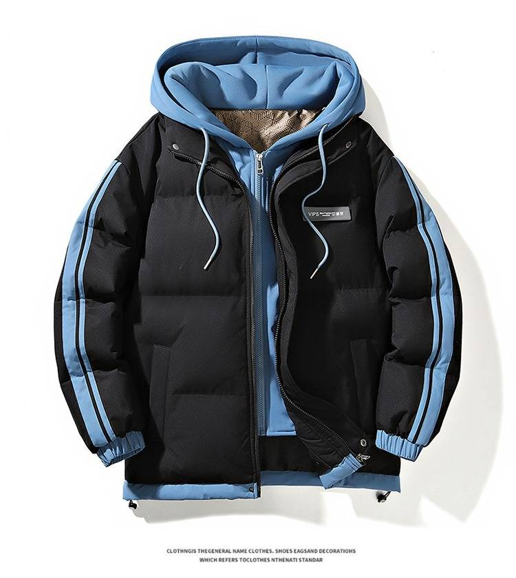 Męska zimowa kurtka puchowa – obszerny pikowany płaszcz z kapturem i grubszym wypełnieniem z alternatywnego puchu, modna odzież uliczna dla nastolatków i młodych dorosłych_voghion.com