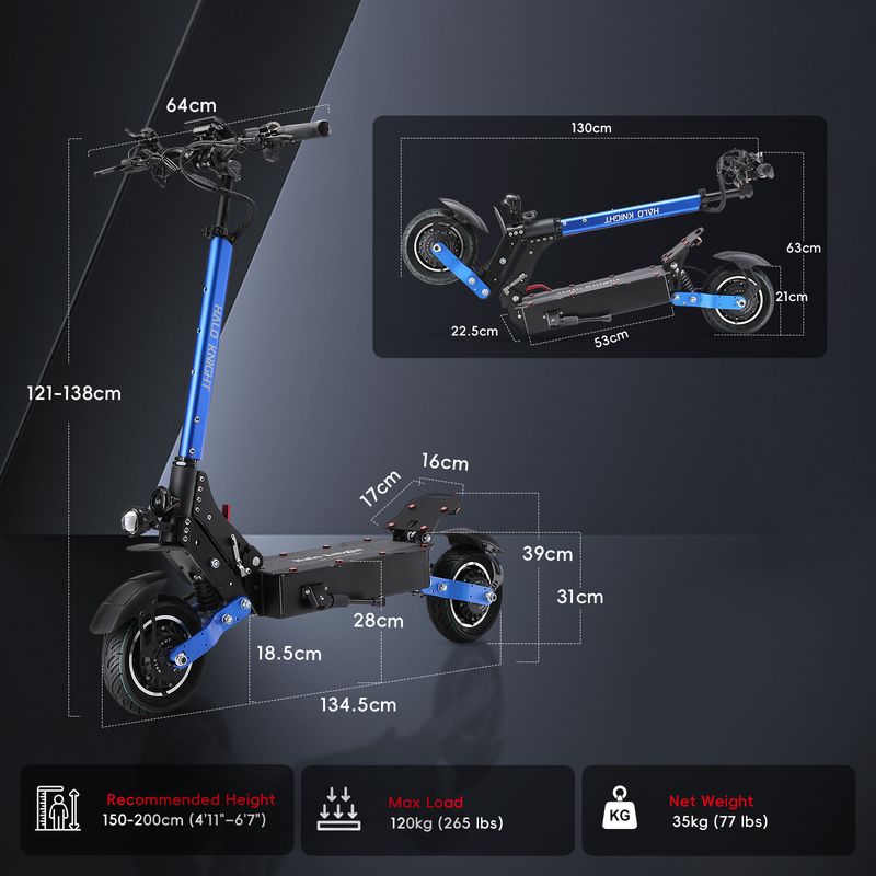 Halo Knight T108 28.8Ah 1000W Dual Motor Faldable Electric Scooter 65KM/H Max Range 55KM On-Road Tire E-scooter With Suspension_voghion.com