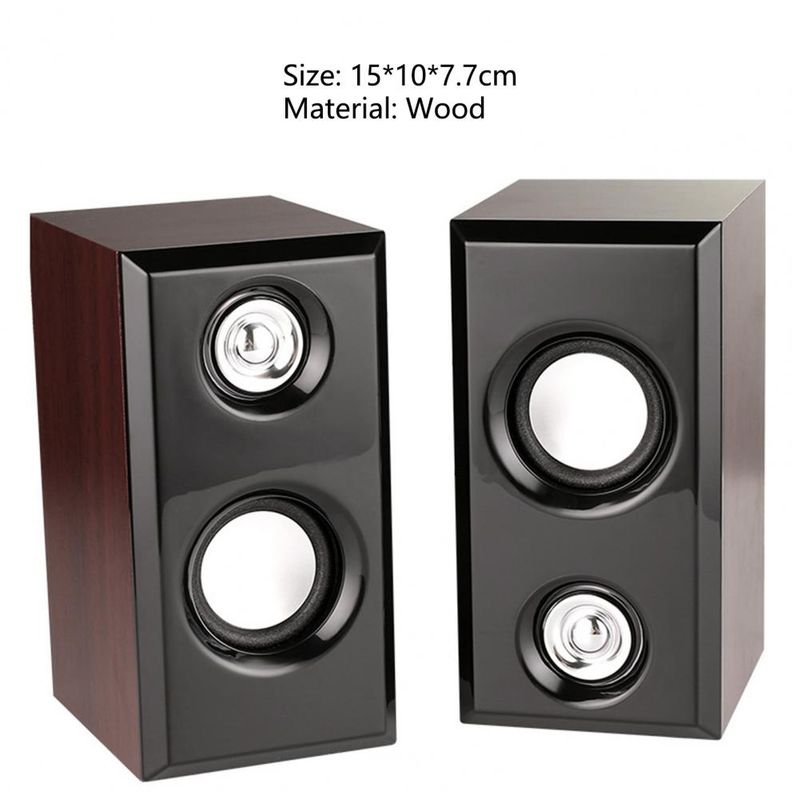 1 Pair Classic Sturdy Audio System Wood Desktop Speakers For TV_voghion.com