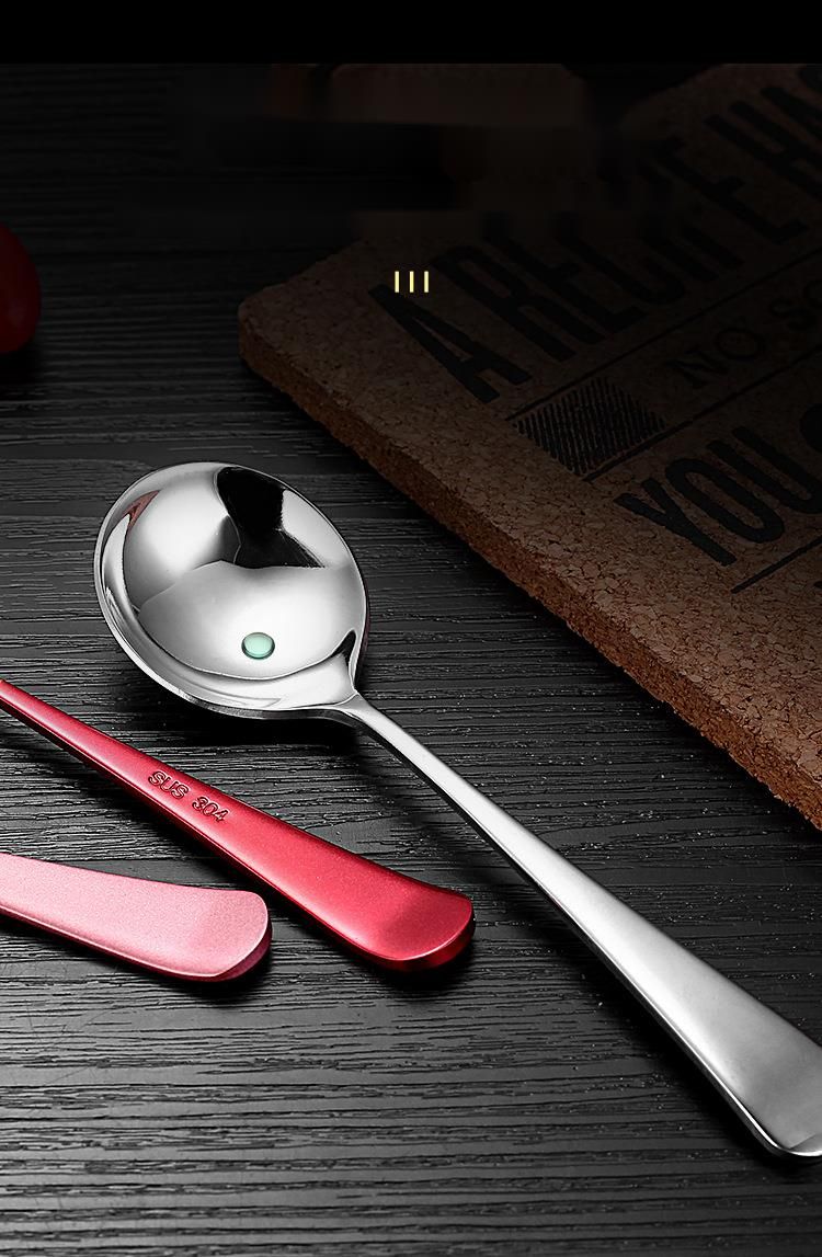 Cucchiaio per adulti in acciaio inossidabile 304, piccolo, rotondo, in stile coreano, per mescolare frutta, tè al latte e dessert, manico corto_voghion.com