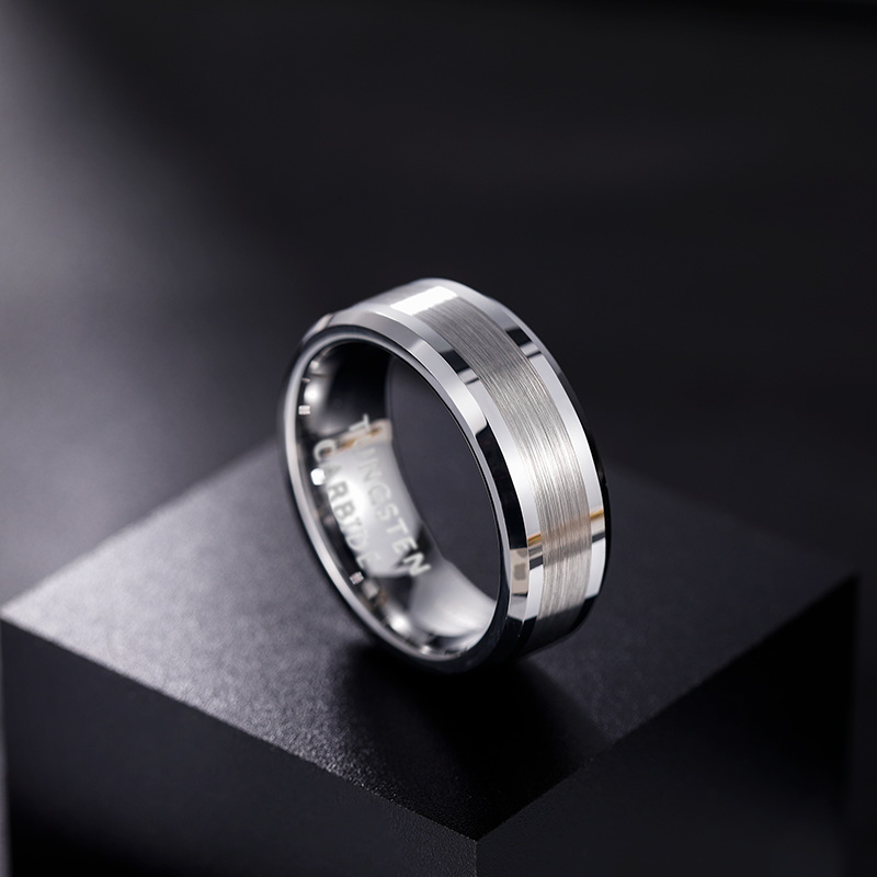 TIGRADE Fashion 6/8MM Anelli da uomo lucidi in carburo di tungsteno spazzolato Semplice classico Anello di fidanzamento con fede nuziale_voghion.com
