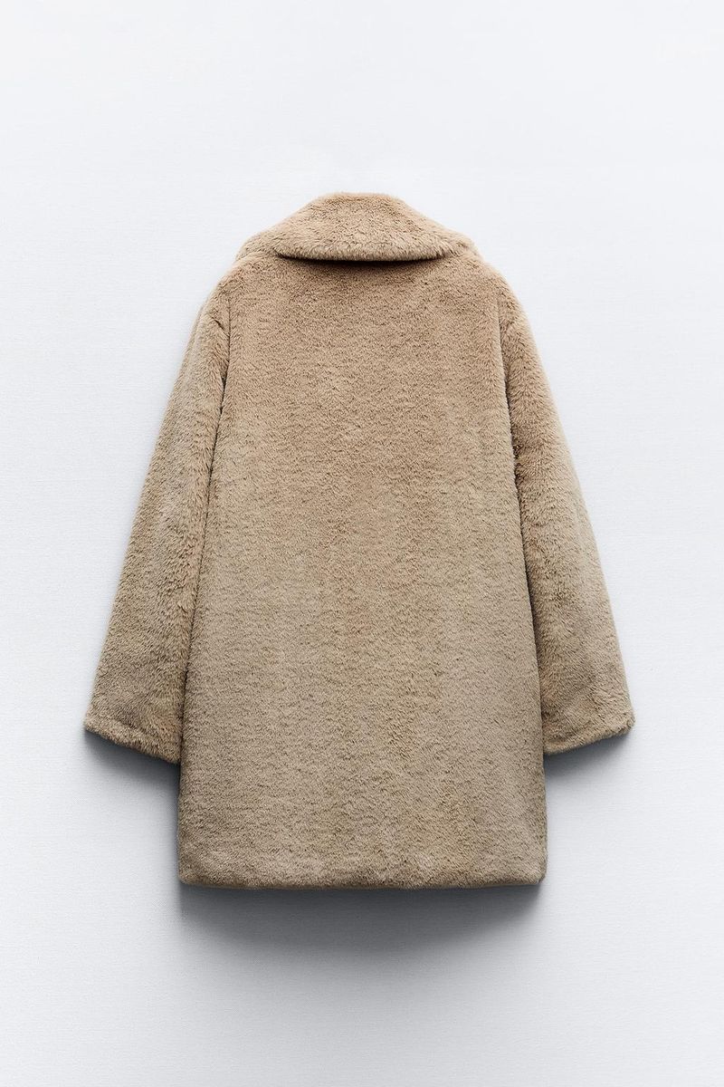 "Elegant Faux Rabbit Fur Trench Coat – French-Inspired Longline Winter Coat With Detachable Faux Fur Collar (XS-L)"_voghion.com
