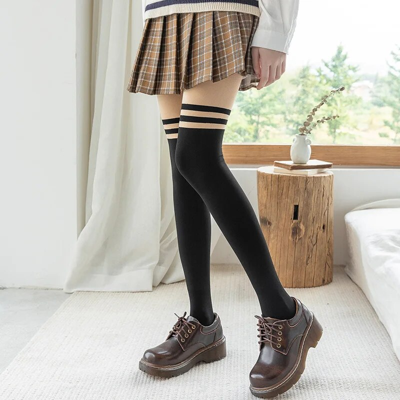 Lolita Winter Warm Pantyhose Women Sexy Fleece Tights Thermal Stocki Veet High Waist Elastic Thick Socks Female_voghion.com