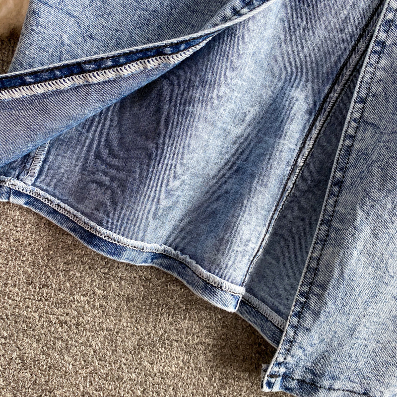 Haut à bretelles en denim rétro français, taille haute, jupe slim aux hanches, style occidental, ensemble deux pièces, nouvelle collection été_voghion.com