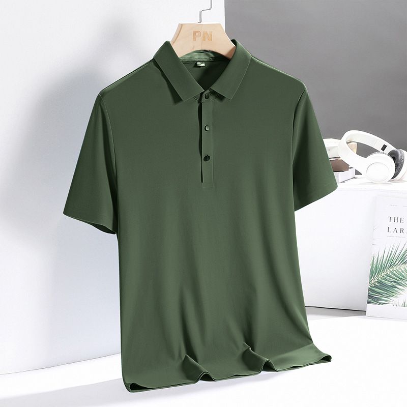 Seamless Seamless Hot Pressed Ice Polo Shirt T Korean Version Short Sleeved T-Shirt For Summer New Men's Team Wear Print_voghion.com