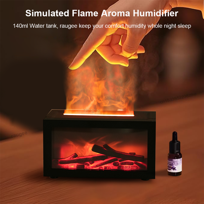 Aroma Humidifier Essential Oil Diffuser Air Humidifier Aromatherapy Fragrance Diffuser Mini Home Flame Humidifier With LED Night_voghion.com