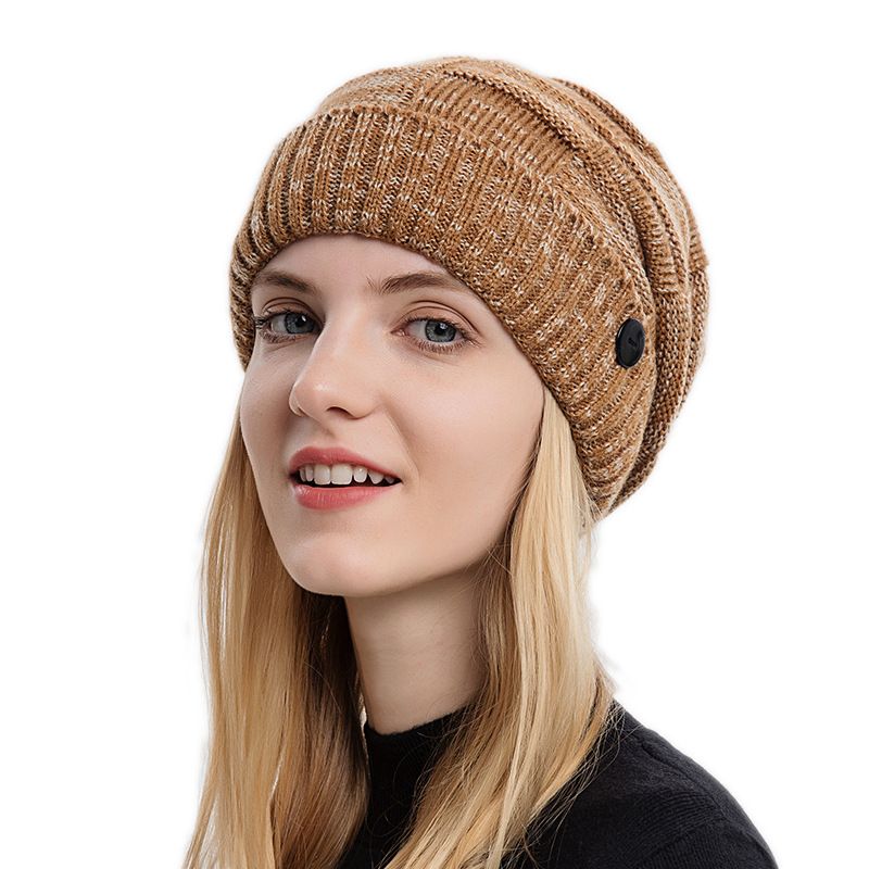 9127 Cappello da donna in lana con risvolto lavorato a maglia, stile autunno inverno, da appendere, in colori misti_voghion.com