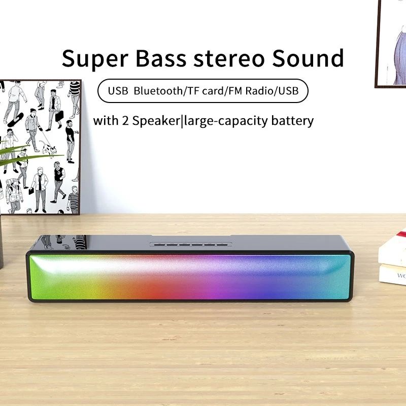 AEC BT601 RGB Licht HiFi Soundbar Bluetooth Lautsprecher Heimkino_voghion.com