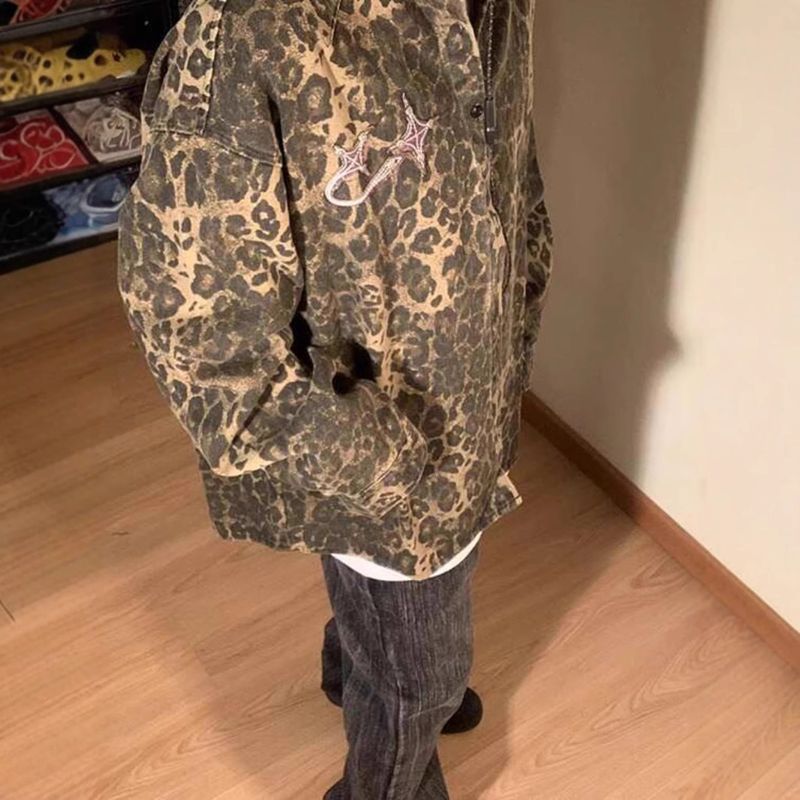 Suitable For All Seasons American Style Leopard Print Shirt Design Sense High-end Cleanfit Spring Autumn Trendy Streetwear Men's Jacket_voghion.com