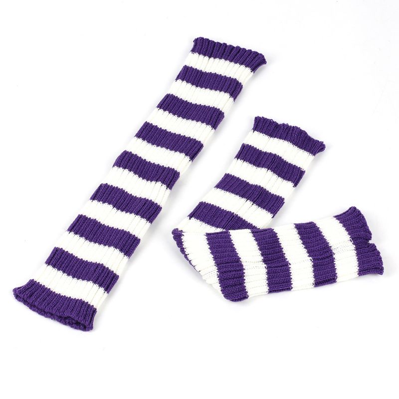 Unisex Beinwärmer für Männer und Frauen Gestrickte Fußwärmer Farbig gestreifte Stiefelwärmer Stapelsocken_voghion.com