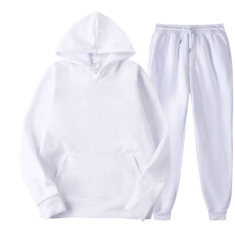 Sweat à capuche en polaire pour hommes, ensemble de pull de sport de couleur unie, à la mode, nouvelle collection 2024_voghion.com