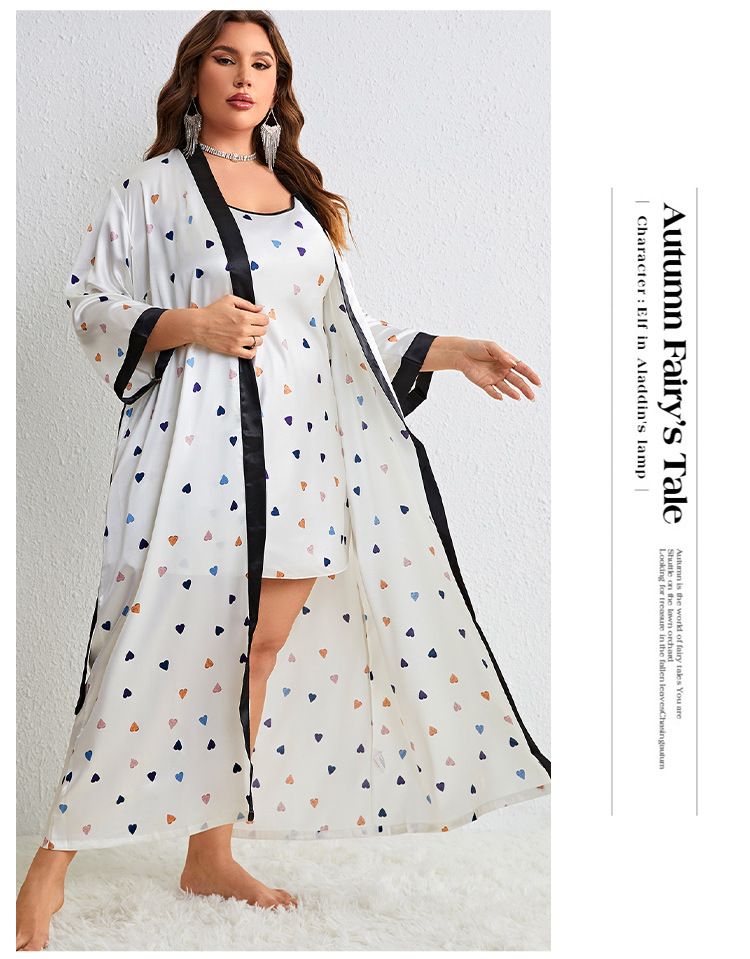 New Plus Size Cartoon Strap Set For Women, Casual Homewear, Spring And Autumn Tie Fashion Nightgown_voghion.com