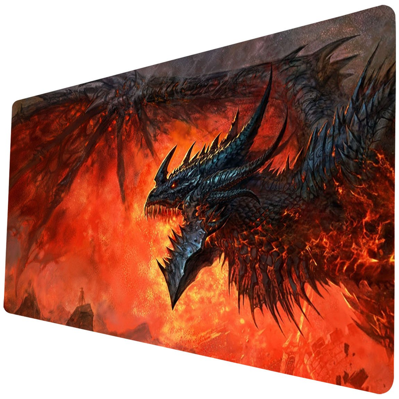 Alfombrilla de ratón con diseño de dragón de fantasía oscura: alfombrilla de escritorio de 24 x 14 pulgadas para juegos de anime MTG, RPG, CCG y más._voghion.com