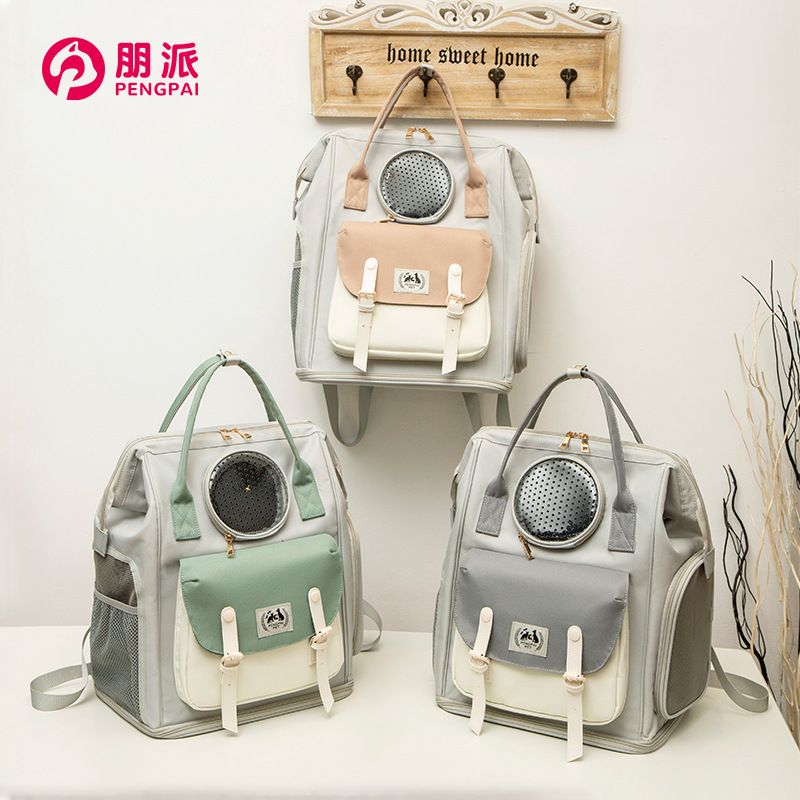 Carrier Outdoor Portable Large Capacity Double Shoulder Transparent Space Capsule Canvas Backpack Pet Breathable Dog Cat_voghion.com