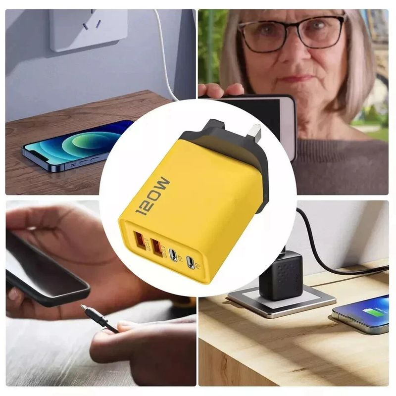 4 Multi-Port Schnellladefunktion UK-Stecker USB-Hub Netzladegerät Adapter Telefone_voghion.com