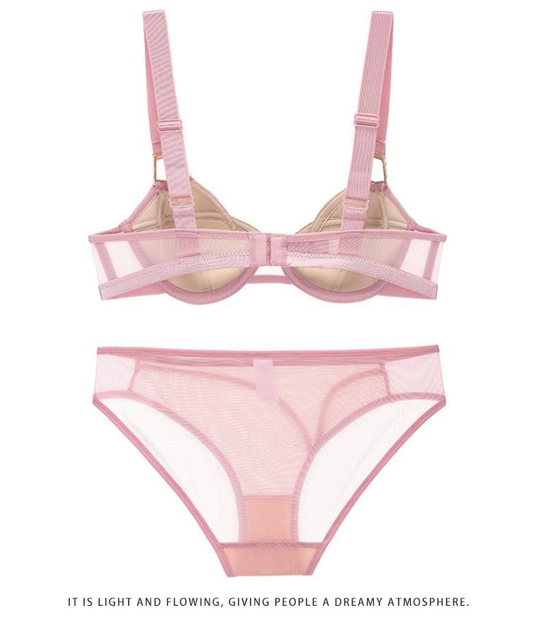 Unterwäsche & Nachtwäsche Sexy dünner Netzstoff mit breiten Schultergurten, weicher Stahlring-BH_voghion.com