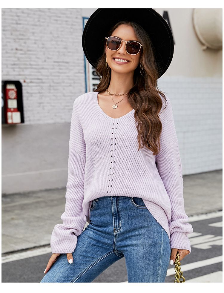 Chemisier ample à manches longues et col rond pour femme, couleur unie, décontracté, à capuche_voghion.com