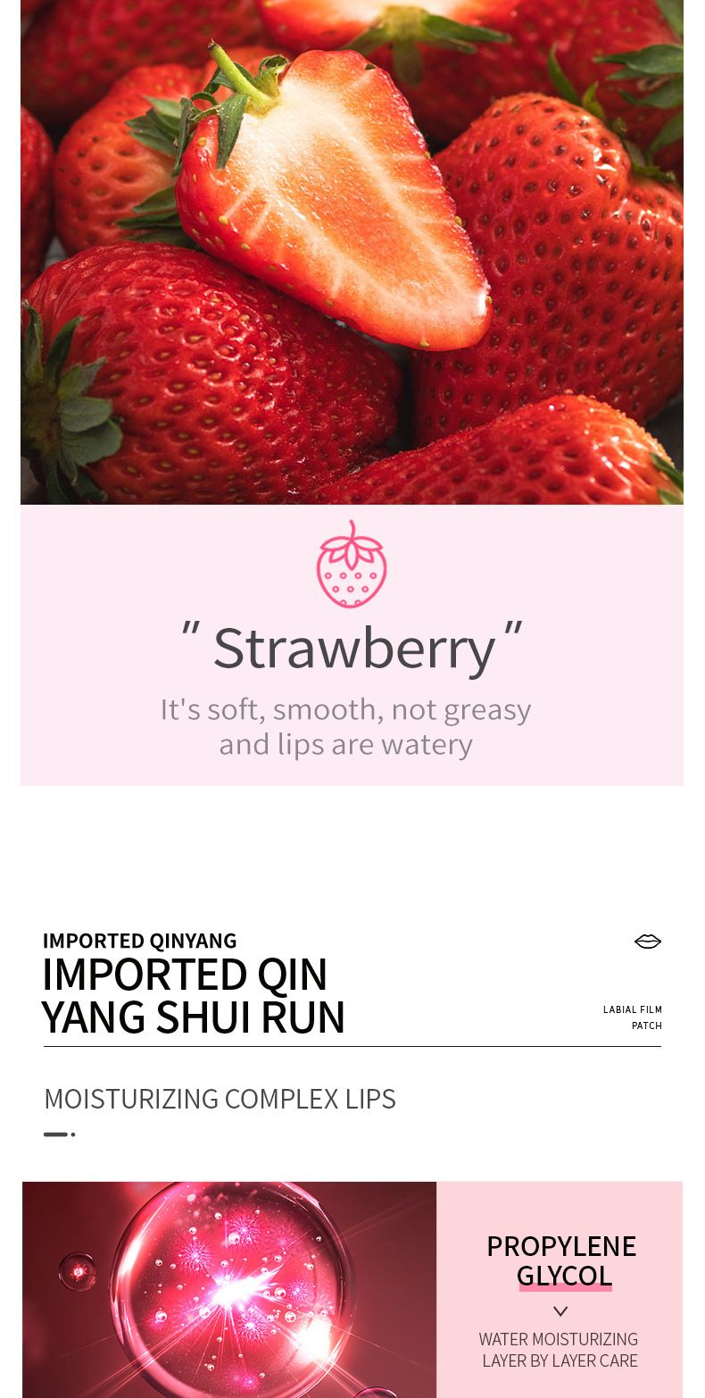Boxed 8g X 20 Slices Fruit Strawberry Moisturizing Care Hydrating Lip Mask_voghion.com