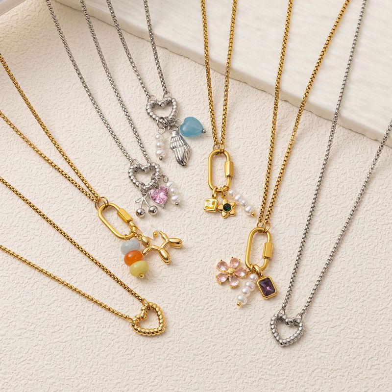 Bijoux pour femmes en acier inoxydable, placage sous vide au four, véritable or, anneau ouvert torsadé, perle, trombone, chaîne de base détachable_voghion.com