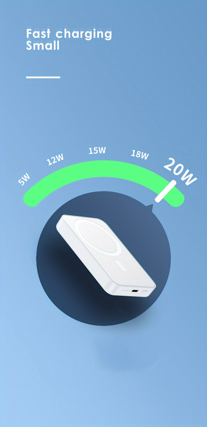 1pc 5000/10000mAh Mobile Power Bank, PD20W Super Fast Charge, Magnetic Suction Wireless Charging Bank, Portable Phone_voghion.com