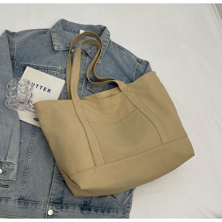 Female Slouchy Large Capacity Canvas Bag Tote Commuter Bag Premium Sense Shoulder Rest_voghion.com
