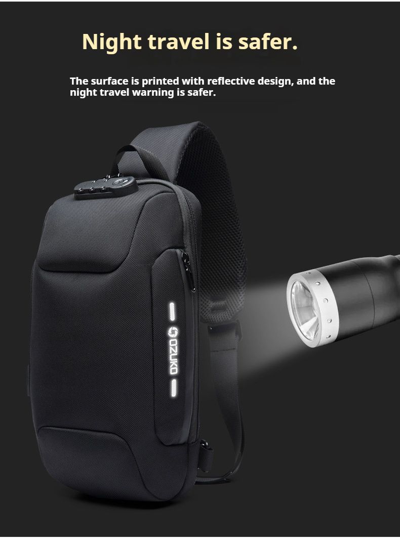 OZUKO Sling hátizsák USB lopásgátló férfi mellkasi táska alkalmi válltáska_voghion.com