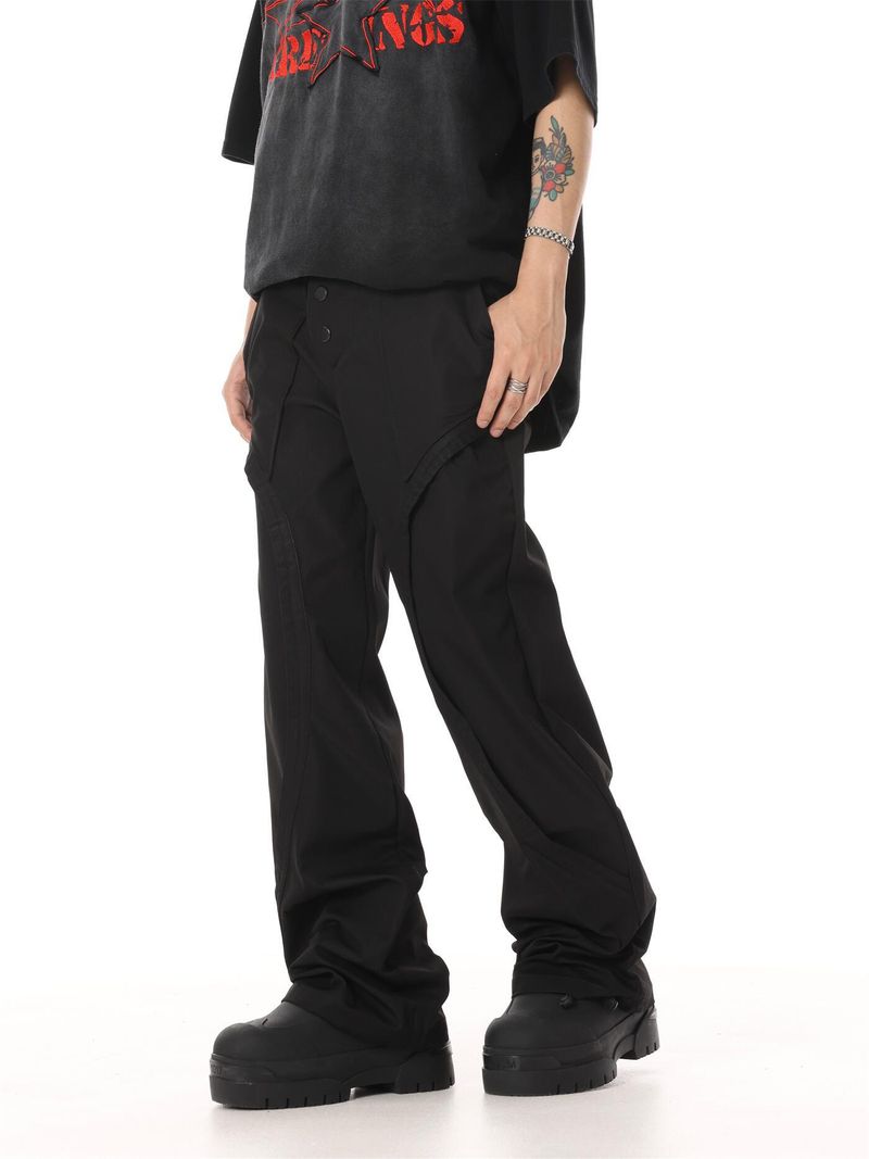 Herrenbekleidung Amerikanische Retro-Vibe-Struktur Lose-Blatt-Design Silhouette Freizeithose High Street Cleanfit Gerade Schlaghose_voghion.com
