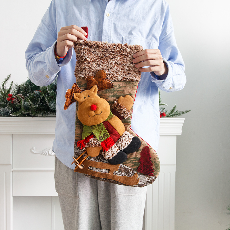 Trineo para ancianos, muñeco de nieve, ciervo, calcetines navideños, adornos navideños, bolsas de regalo para niños, bolsas de dulces_voghion.com