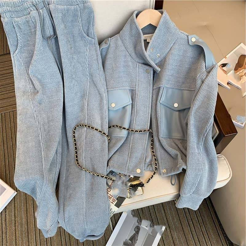 Women's Clothing Gray sports casual suit high-end age-reducing two-piece suit_voghion.com