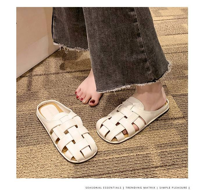 Ciabatte Baotou di senso avanzato da donna indossano un pedale nell'estate 2024 nuovi sandali da tempo libero Joker Mueller con temperamento francese_voghion.com