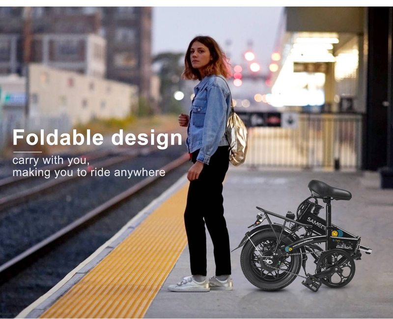 SAMEBIKE YINYU14 sähköpyörä aikuisille, 14" kokoontaittuva sähköpyörä LCD-näytöllä 350W 36V7.8AH_voghion.com