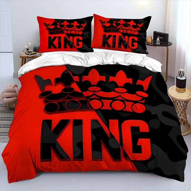 Bettbezug-Set mit Cartoon-Print – 3-teilige, leichte Bettwäsche (US-/EU-/AU-Größen), Digitaldruck, weiches Polyester, Dekoration für Kinder-/Jugendzimmer_voghion.com