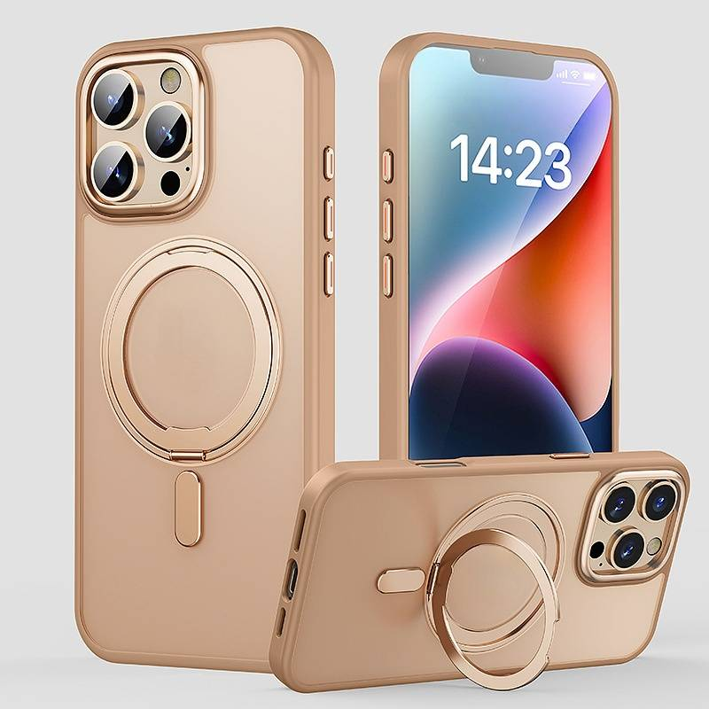 360° drehbare, magnetische, stoßfeste Hülle für das iPhone 17 Pro Max/Pro/Air mit Soft-Touch-Mattoberfläche und Metallständer (kompatibel mit der iPhone-Serie 11–17)_voghion.com