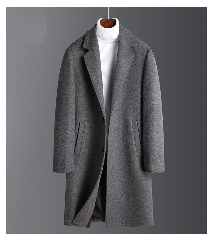 Men's Wool Blend Overcoat - Slim Fit Long Coat With Fleece Lining For Winter, Casual Business Style (Gray, Black, Burgundy, Navy, Camel)_voghion.com