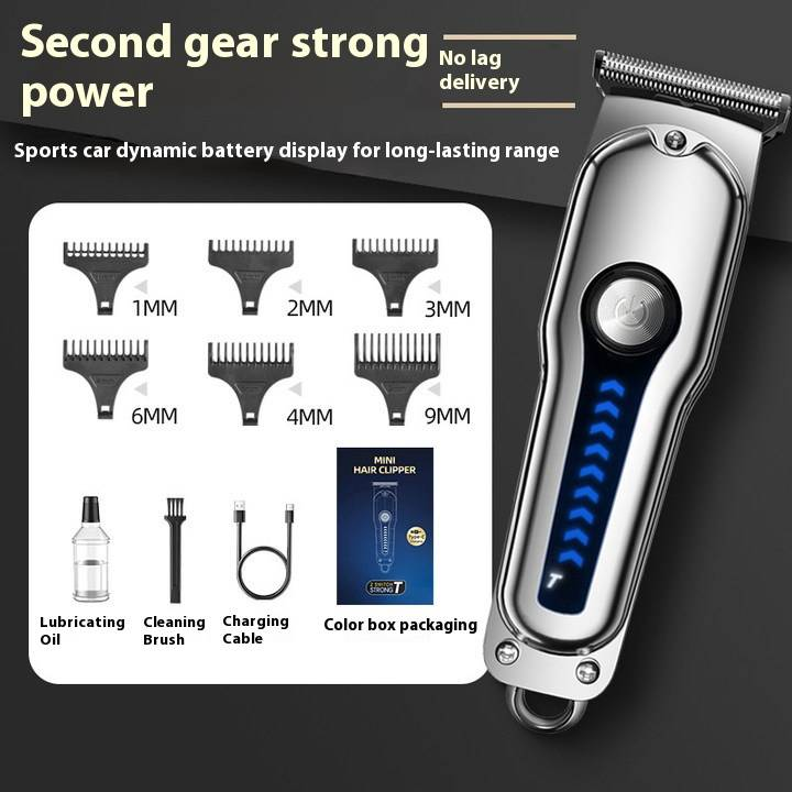 Cortapelos profesional para hombres: recortadora eléctrica recargable con pantalla digital, cuchilla de acero inoxidable, peine guía ajustable y motor silencioso._voghion.com