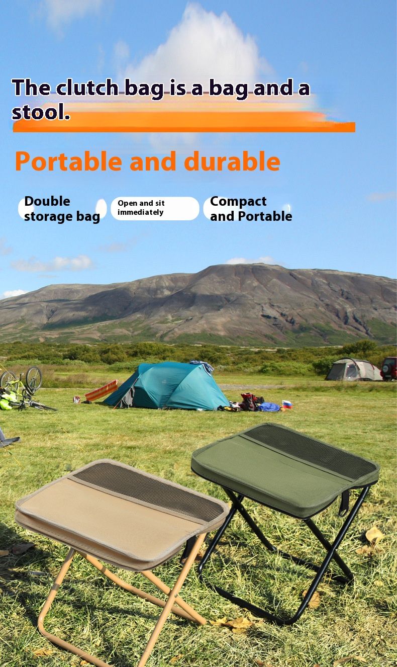 Ultra-Portable Carbon Steel Folding Stool With Storage Pouch – Compact Camping Seat For Hiking, Travel & Outdoor Events (Multiple Sizes & Colors)_voghion.com