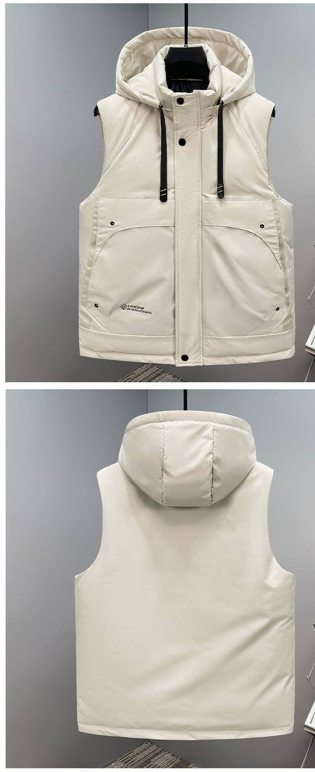 Übergroße Steppweste für Herren – Verdickte ärmellose Winterjacke (Übergröße 7XL, Reißverschluss vorne, Militärgrün/Schwarz/Beige)_voghion.com