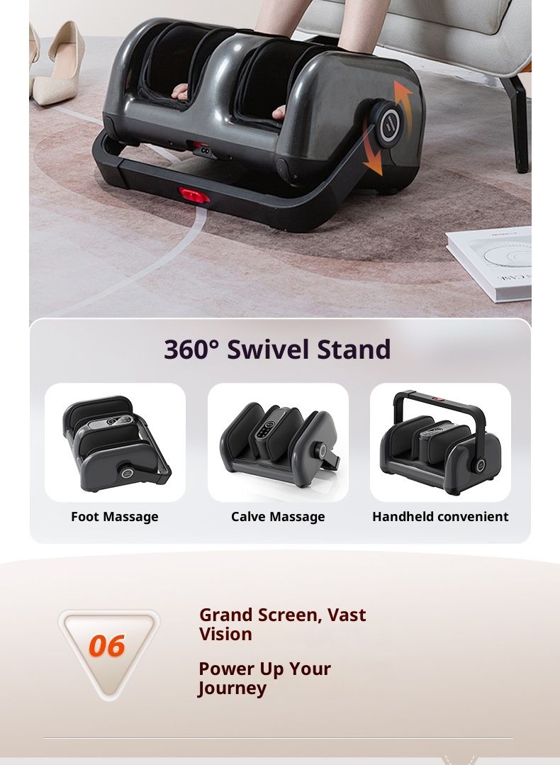 White/Grey/Black 3-in-1 Air Compression Massager For Legs, Arms & Feet – Wireless Remote Control, Kneading & Shiatsu Relief_voghion.com