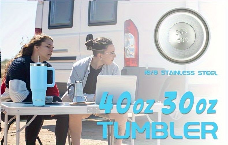 30oz/40oz 304 Stainless Steel Vacuum Insulated Tumbler With Straw Lid & Handle, Double-Wall Leakproof Cup, 24H Cooling/12H Heating_voghion.com