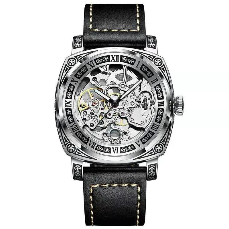 Fully Automatic Men Watches Skeleton Fashion Mechanical Wristwatch Luminous MAN WATCH Business Leather Band Reloj Hombre_voghion.com
